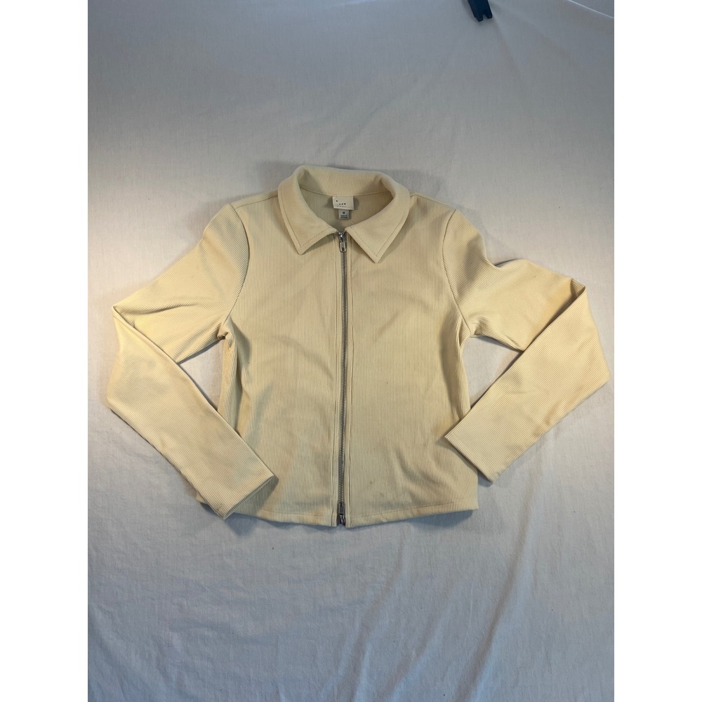 A New Day Women Cream Ribbed Full Zip Cardigan Sweater Size M New With Tags